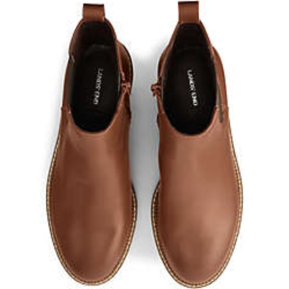 Lands' End Women's Side Zip Lug Chelsea Boots, (LOCS1) NWT